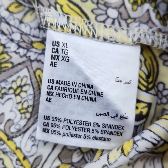 INC -261 International Concepts Cold Shoulder Paisley Floral Top Size XL Yellow - Picture 8 of 10